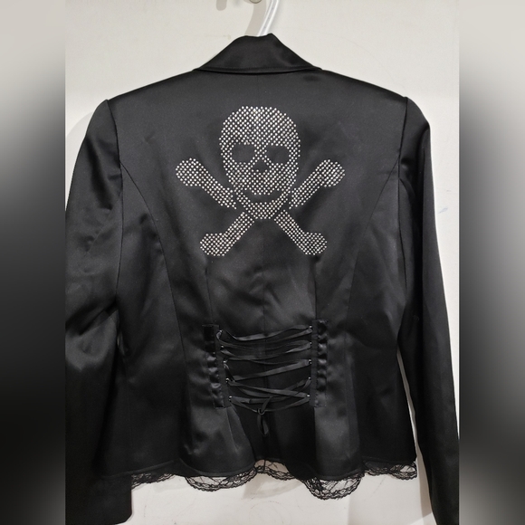 Blazer, Flashlights brand Corset back, silver sparkly skull, lace on bottom. - Picture 5 of 5